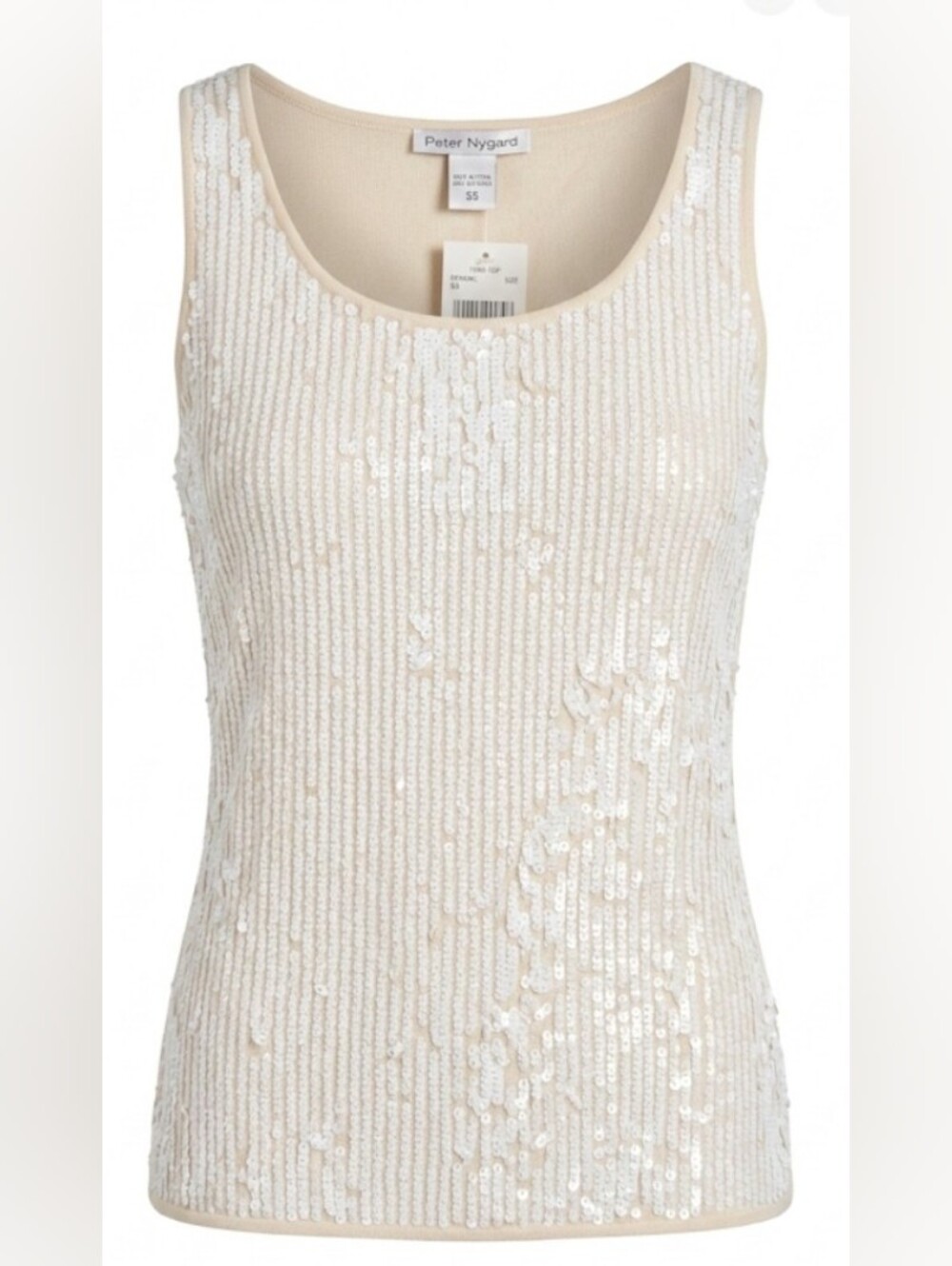 🆕️Peter Nygard Cream White Sequin Tank Top Scoop Neck Sleeveless Blouse NWT